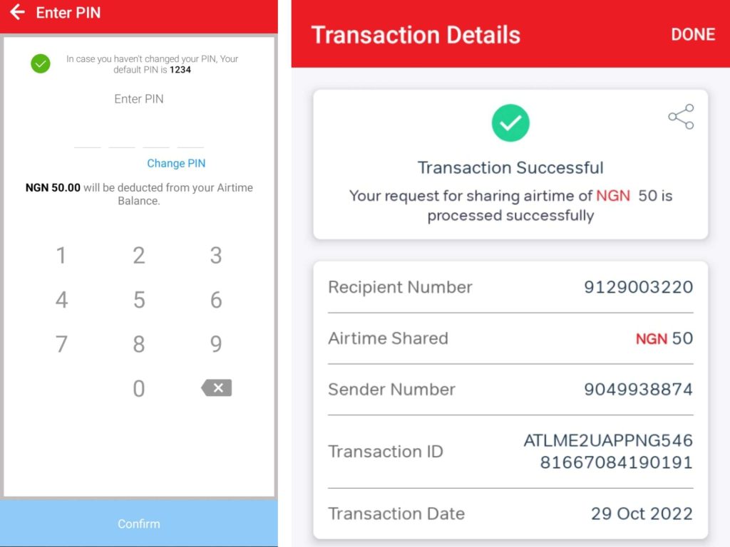 your Airtel me2u transaction was successful